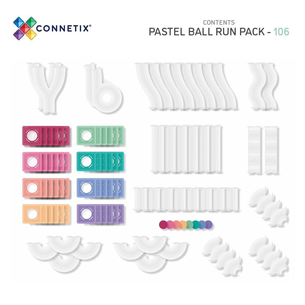 Connetix 106 Piece Pastel Ball Run Pack