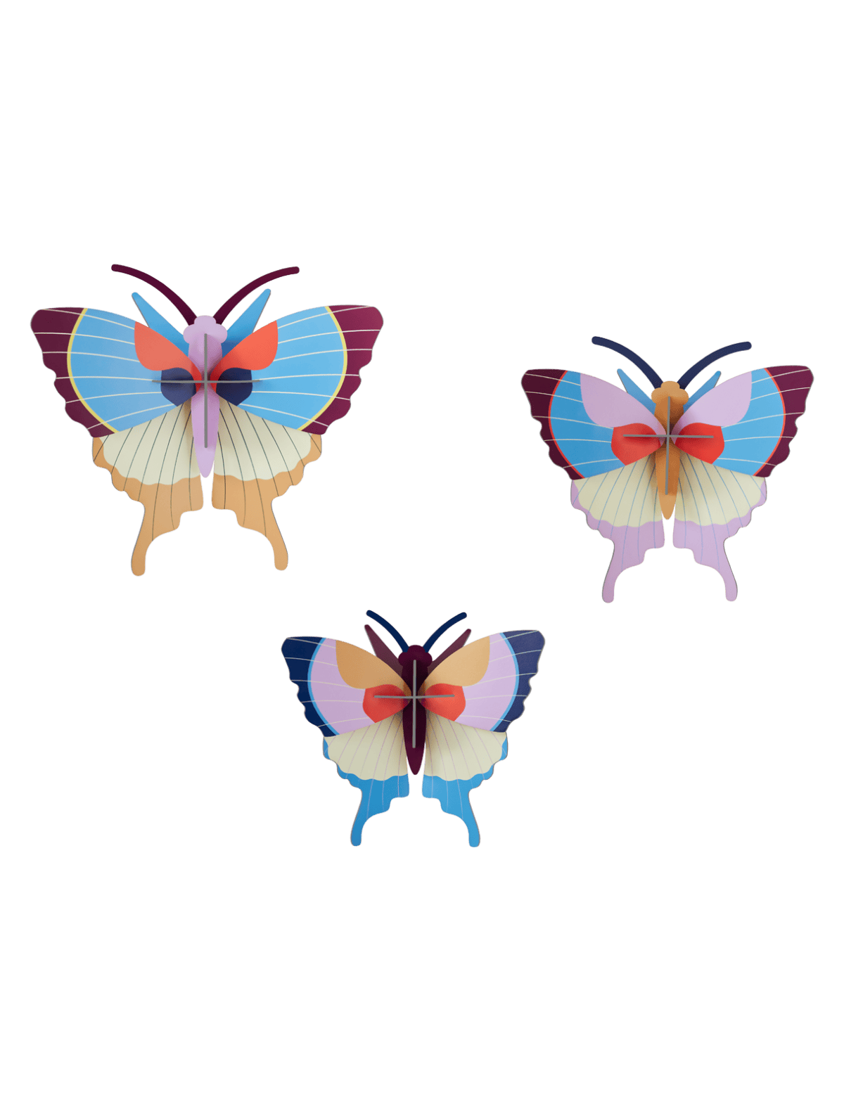 Studio Roof- Set Of 3 Plum Fringe Butterflies