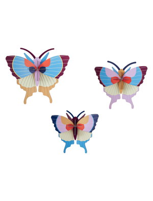 Studio Roof- Set Of 3 Plum Fringe Butterflies